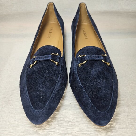 Francesca Blue Kid Suede Driving Moccasins NWOT Talbots 10.5M - Picture 1 of 9